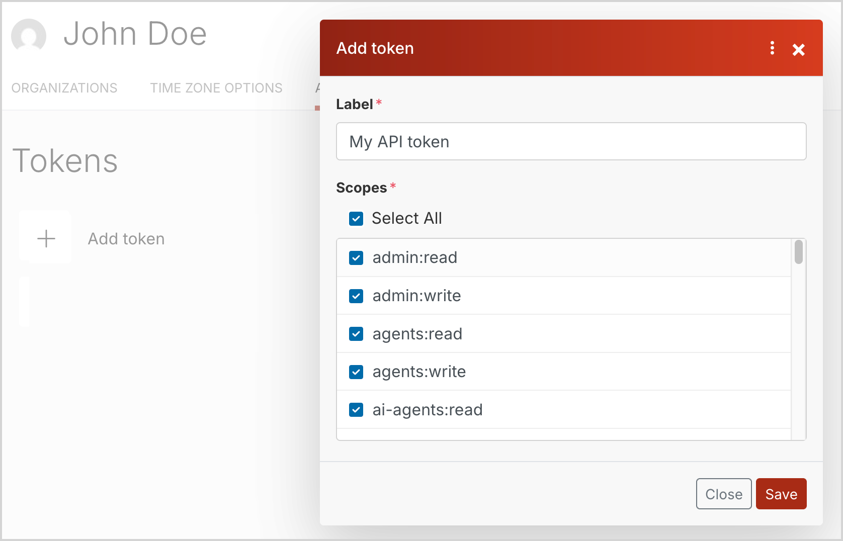 Creating an API token